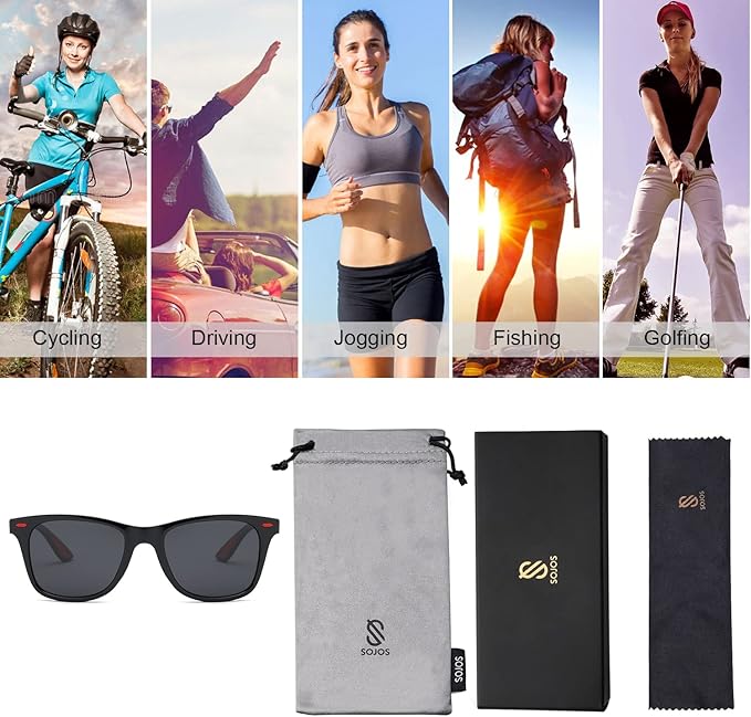 SOJOS Polarized Sports TR90 Sunglasses for Running Cycling Fishing Golf Driving SJ2101