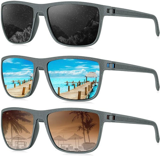 KALIYADI Polarized Sunglasses for Men, Lightweight Sun Glasses with UV Protection for Driving Fishing Golf
