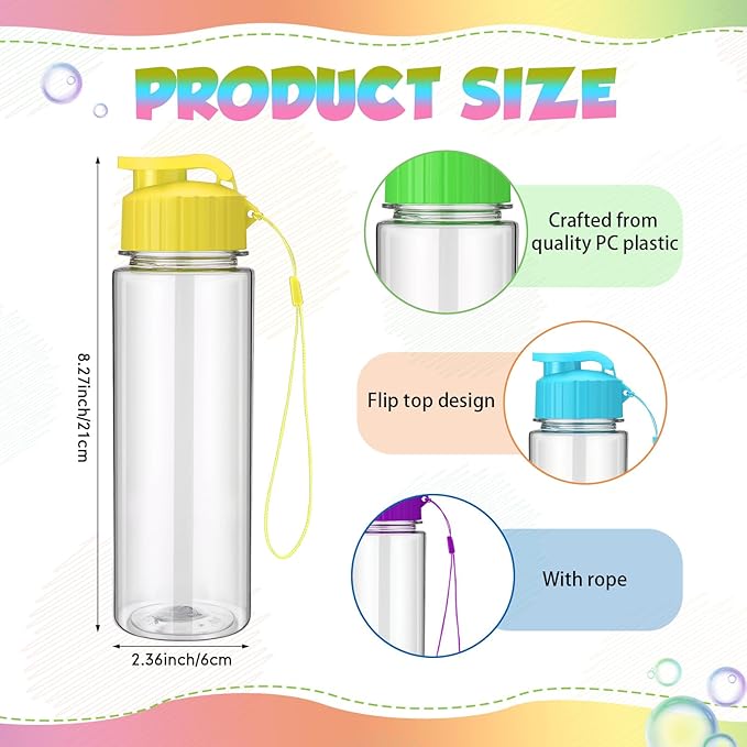 Domensi 50 Pieces Plastic Water Bottle Bulk 17 oz Sports Adults Reusable Large Water Bottles with Leak Proof Flip Top for Adults Fitness(Mixed Color)