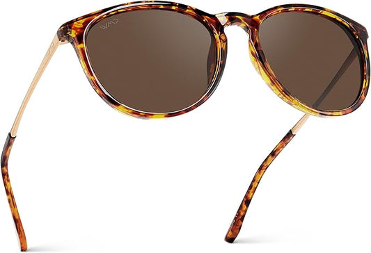 WearMe Pro Women's Round Sunglasses with Polarized UV Protection, Trendy Retro Designer Style