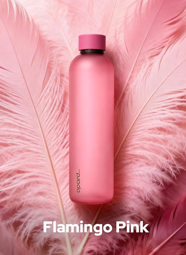 Opard Slim Water Bottle 32oz, Dishwasher Safe Plastic Water Bottle BPA-Free, Leakproof Screw Top, Flamingo Pink, Reusable for Travel School Sport Gym Hiking