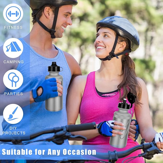 72 Pcs Reusable Water Bottles Bulk 20 oz Squeeze Plastic Sports Water Bottles with Nylon Strap Leak Proof Blank DIY Cups for Travel Hiking Cycling Sport Event Team Gifts