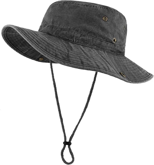 Zylioo XXL Boonie Sun Hats Washed,Oversized Wide Floppy Brim Hiking Hat for Big Heads,Large Cooling Hats with Chin Strap