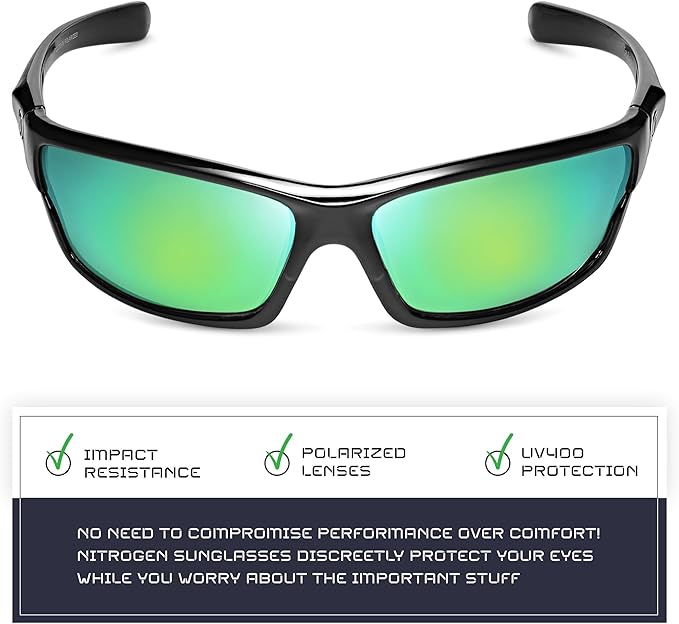 Nitrogen Polarized Wrap Around Sport Sunglasses for Men Women UV400 Driving Fishing Running Sun Glasses