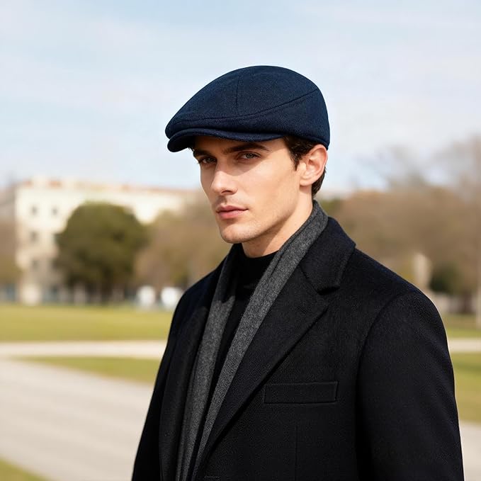 YDO DENSER Men's Newsboy Caps Wool Gatsby Beret Hat Retro Irish Driver Flat Cap Classic Dress Hat Fitted Caps for Golf