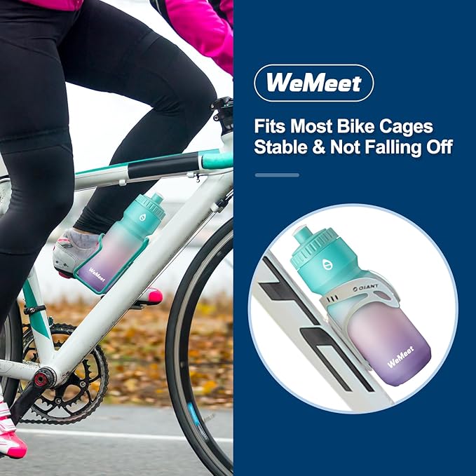 Lightweight Cycling Water Bottle 2-Pack, Fits Most Bike Cages, Squeeze Water Bottle for Cycling, Running, Fitness(Black & Green Pink Purple, 32oz)