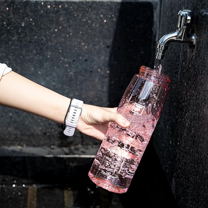 Fanhaw 32 oz Tritan Water Bottle with Chug Lid - Clear, BPA-Free, Lightweight, Wide Mouth, Leak-Proof, Perfect for Gym, Travel, School, Office, and Sports (Cherry Blossom)