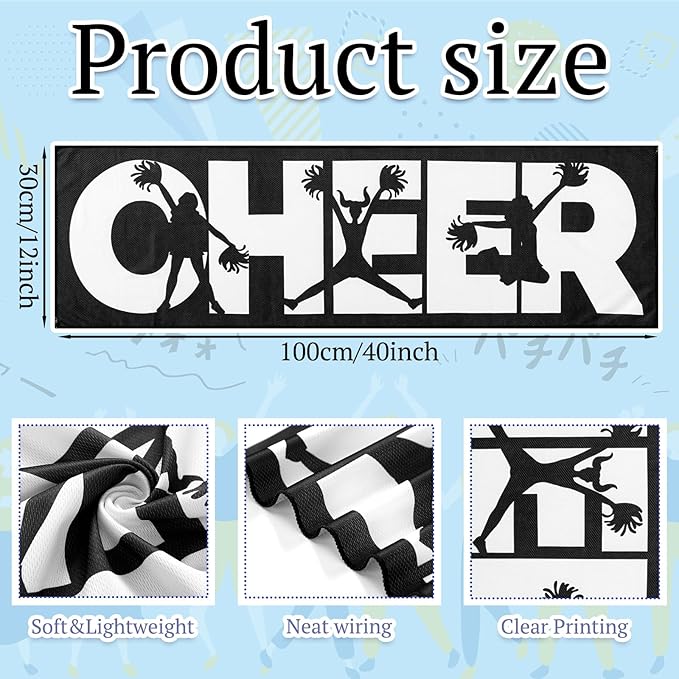 24 Pcs 12/24 Pcs Cheerleader Cooling Towel Cheer Gifts Bulk for Team Cheer Sports Gifts with Bags 40" x 12" Breathable Chilly Microfiber Cooling Towel for Yoga Sport Gym Party Favor (Black)