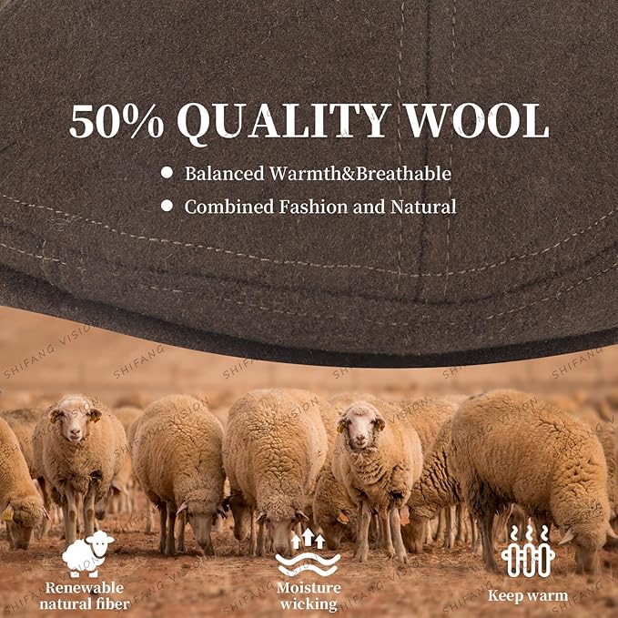 YDO DENSER Men's Newsboy Caps Wool Gatsby Beret Hat Retro Irish Driver Flat Cap Classic Dress Hat Fitted Caps for Golf