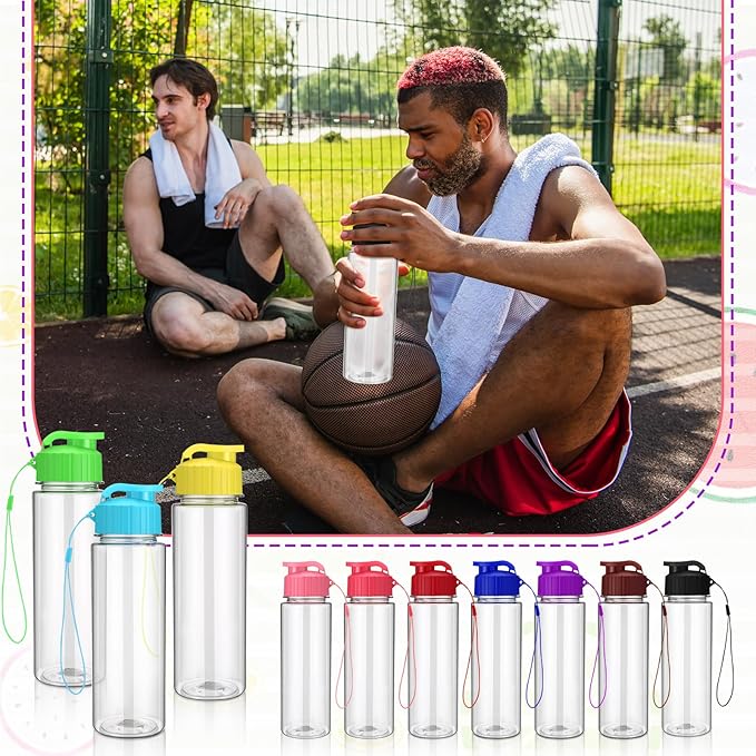 Domensi 50 Pieces Plastic Water Bottle Bulk 17 oz Sports Adults Reusable Large Water Bottles with Leak Proof Flip Top for Adults Fitness(Multicolor)