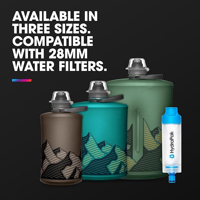 HydraPak Stow Collapsible Water Bottle – 350ml, 500ml, 1L – Ultralight, Leak-Proof, BPA-Free, Filter Compatible Travel & Hiking Flask