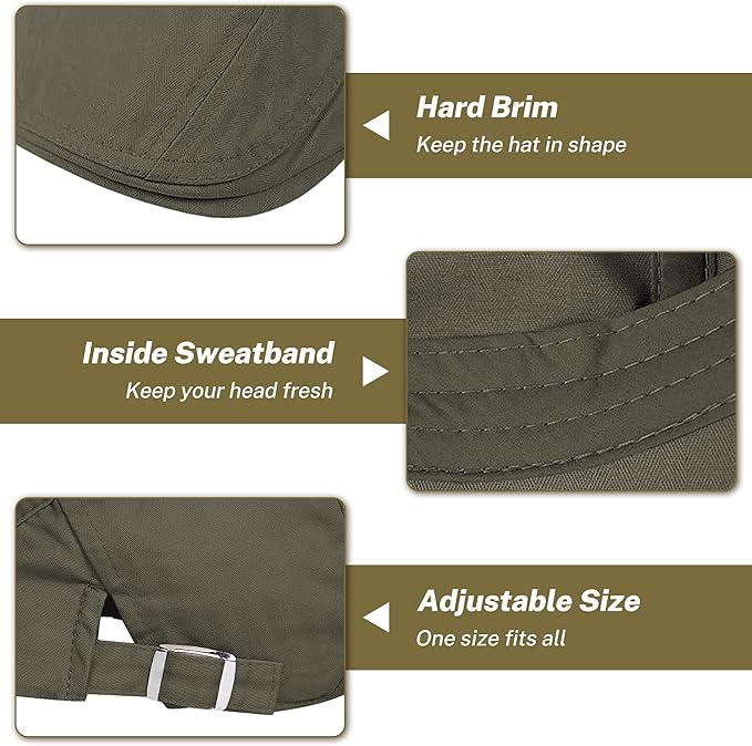 Men's Newsboy Caps 100% Cotton Newsies Flat Hats for Men Adjustable Irish Cabbie Gatsby Hats Ivy Cap for Driving Golf Hunting