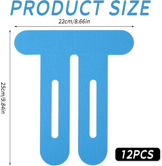 12pcs Precut Tape for Knees, Breathable Elastic Athletic Muscle Tape Strips Flexible, Waterproof Sport Knee Support Patch Stickers for Knee Pain & Stability