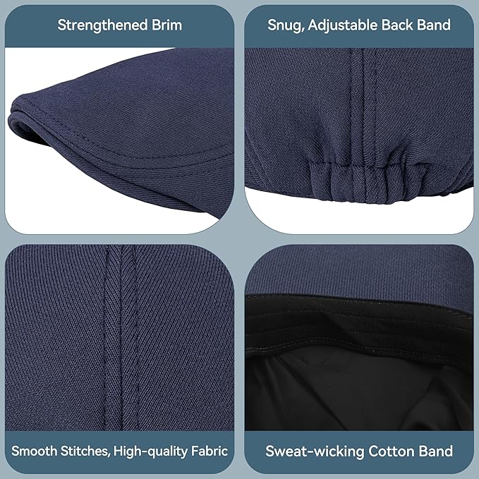 KUJUHA Men's Newsboy Cap Cotton Flat Ivy Gatsby Newsboy Hat Driving Hat Irish Cabbie Hunting Caps Winter Hat