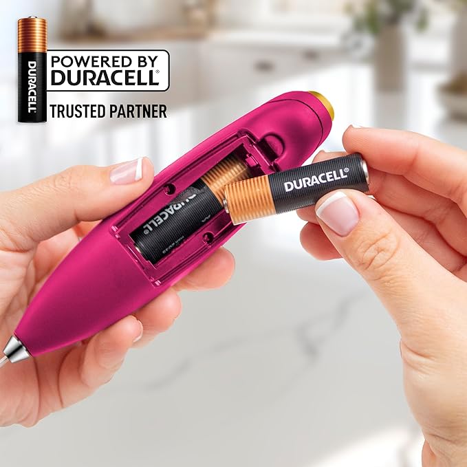 Zulay Kitchen Handheld Milk Frother with Duracell AA Batteries – Ultra Fast Electric Mixer & Foam Maker, Easy-Clean Drink Mixer for Coffee & More Hot Pink Gold - 2B