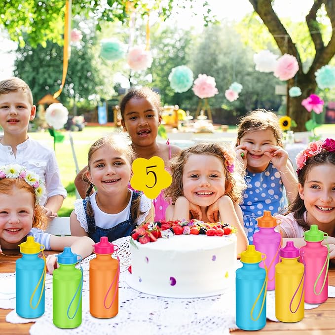 72 Pcs Reusable Water Bottles Bulk 20 oz Squeeze Plastic Sports Water Bottles with Nylon Strap Leak Proof Blank DIY Cups for Travel Hiking Cycling Sport Event Team Gifts