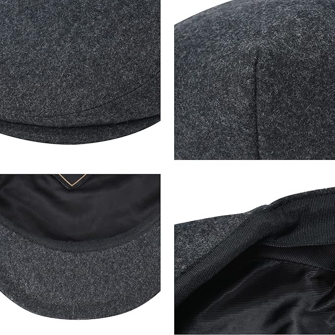 Men's Wool Tweed Newsboy Ivy Cap Gatsby Golf Flat Hat