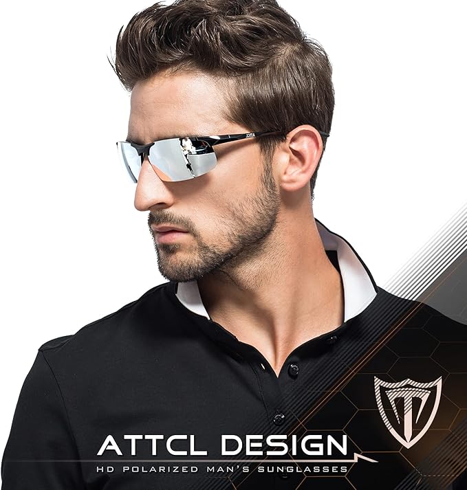 ATTCL Men's Fashion Driving Polarized Sunglasses for Men - Al-Mg metal Ultralight Frame