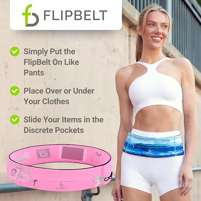 FlipBelt Zipper Running Belt, Waist Pack for Fitness and Running, US Company