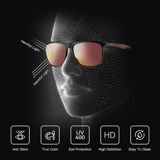 ZENOTTIC Square Polarized Sunglasses for Men Ultralight Carbon Fiber Sun Glasses Driving Fishing Golf Sports UV400 Protection