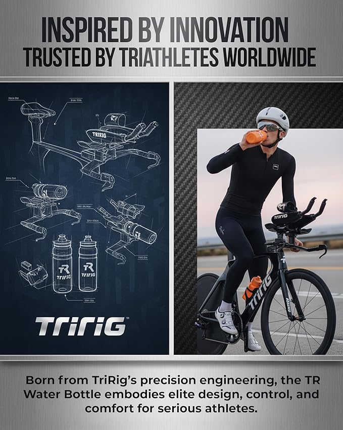 TRIRIG TR Cycling Water Bottles 25 Oz Orange Featuring a Watergate Lid for Easy, Leak Proof Access - Fits Standard Bike Cages for Triathlon Bikes, Gym & Outdoor Lightweight Sports Water Bottle