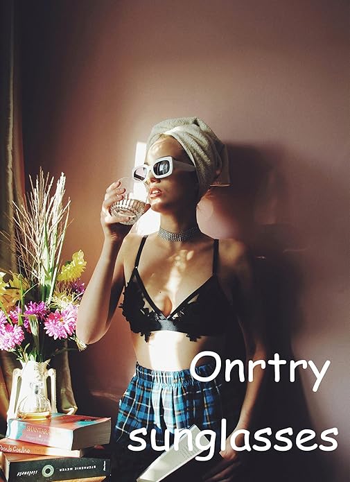 Onrtry Rectangle Sunglasses for Women Men Vintage Fashion Sun Glasses