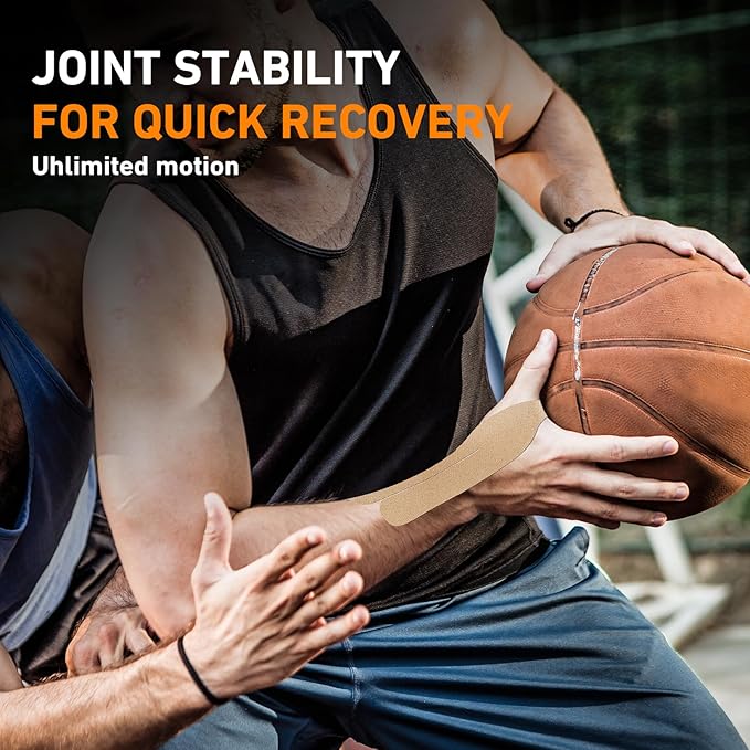 12 Count Kinesiology Tape for Thumb, Pre-Cut Waterproof KTquick Thumb Tape for Thumb Pain Relief Pre Cut, Original Cotton Athletic Tape, Durable Thumb Tape for Sports and Long-Lasting Support (Beige)