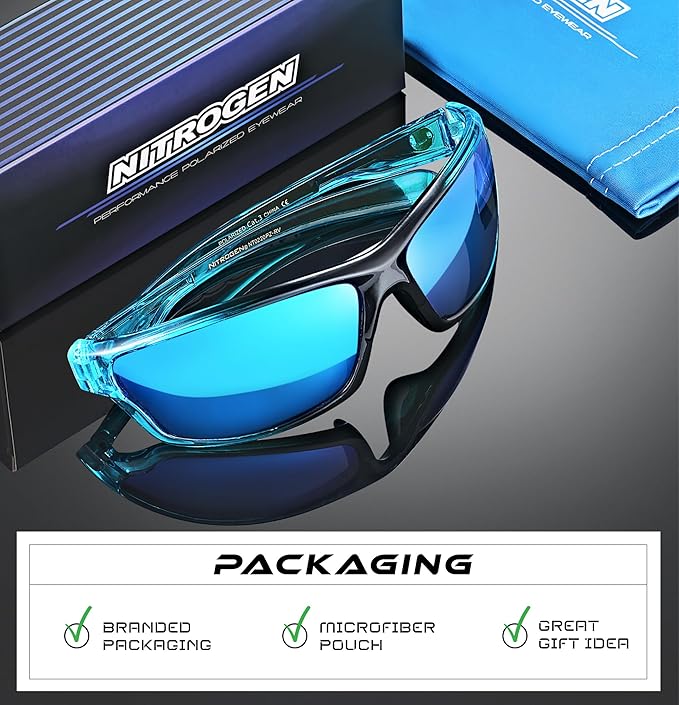 Nitrogen Polarized Wrap Around Sport Sunglasses for Men Women UV400 Driving Fishing Running Sun Glasses