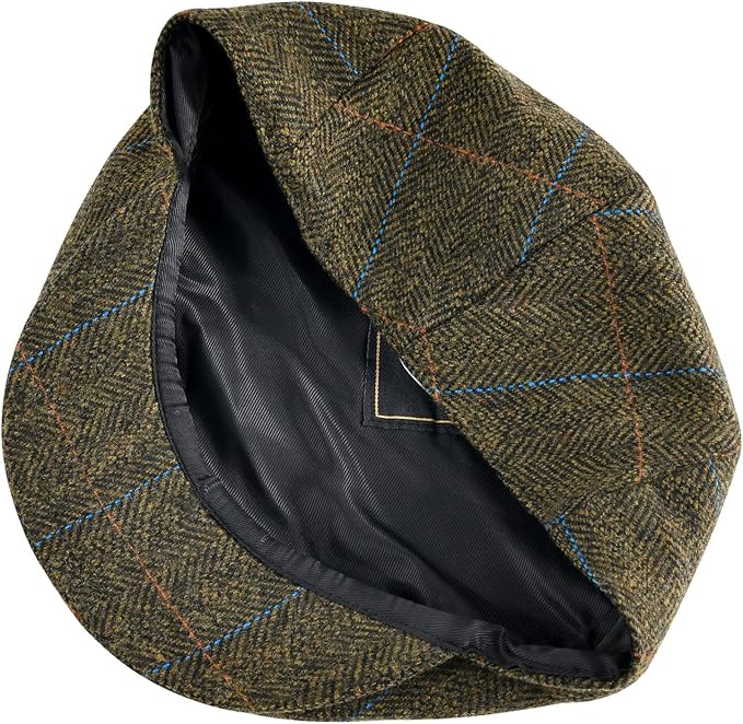 VOBOOM Men's Herringbone Flat Ivy Newsboy Hat Wool Blend Gatsby Cabbie Cap