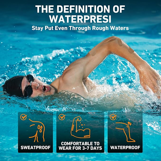 12 Count Kinesiology Tape for Elbow, Pre-Cut Waterproof KTquick Elbow Tape for Elbow Pain Relief Pre Cut, Original Cotton Athletic Tape, Durable Knee Tape for Sports and Long-Lasting Support (Beige)