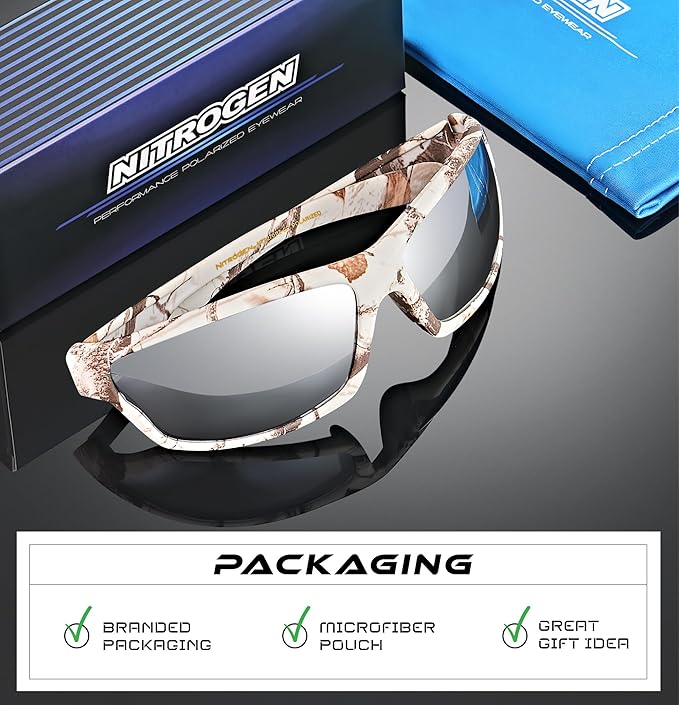 Nitrogen Polarized Wrap Around Sport Sunglasses for Men Women UV400 Driving Fishing Running Sun Glasses