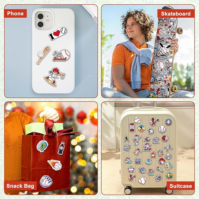 Baseball Water Bottles for Boys 32 oz and 100 PCS Baseball Stickers Sports Insulated Stainless Steel Water Bottle Baseballs Accessories Stuff Gear Gifts For 8-12 12-14 Player