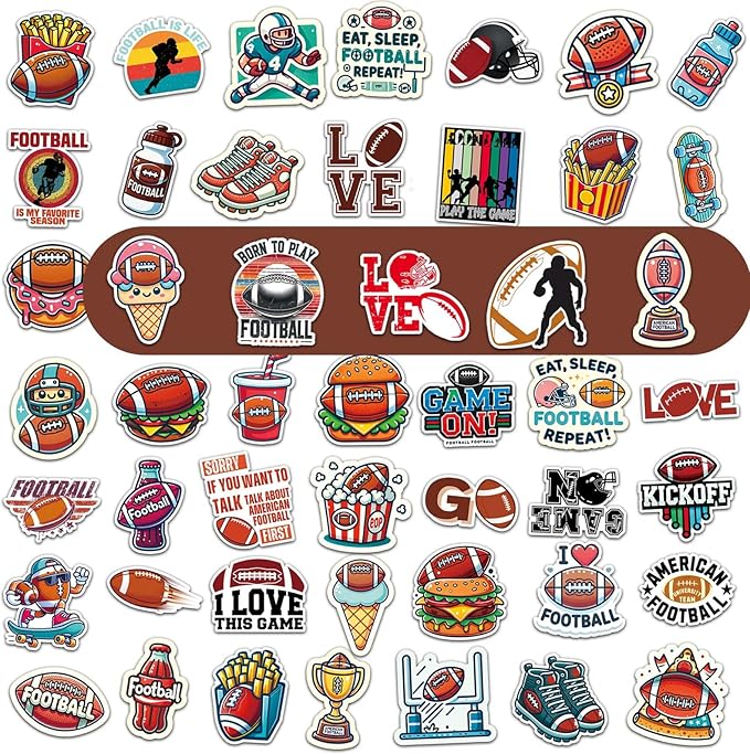 Football Water Bottles for Boys 18 oz and 100 PCS Football Stickers Sports Insulated Stainless Steel Water Bottle Footballs Accessories Stuff Gear Gifts For 8-12 12-14 Player
