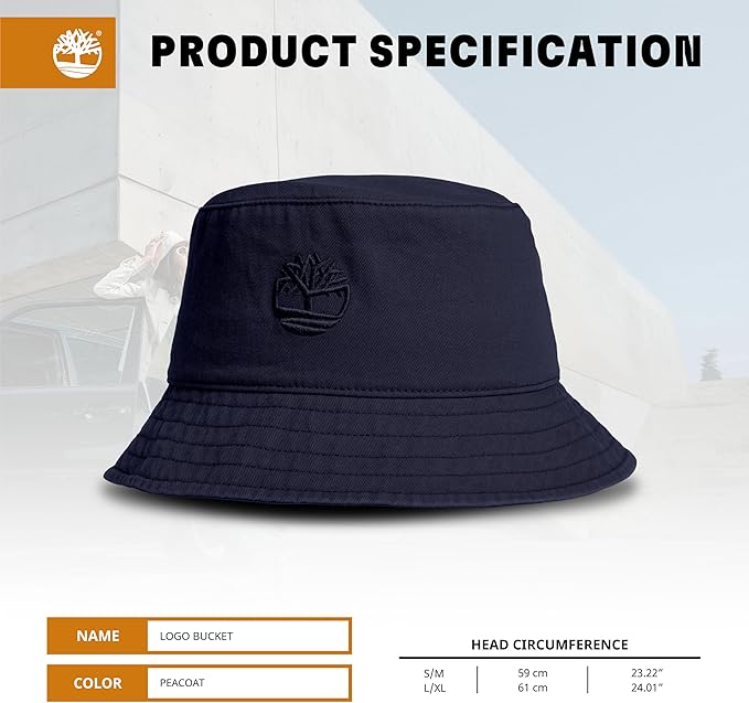 Timberland Mens Bucket Hat, Cotton Twill, Soft Brushed Finish, Packable Sun Hat