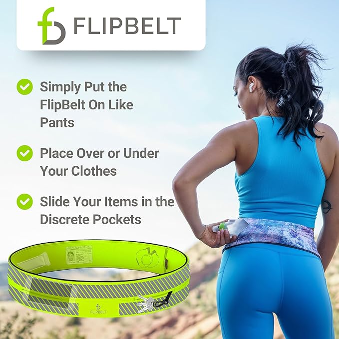 FlipBelt Classic Running Belt, Running Fanny Pack for Women and Men, USA Company