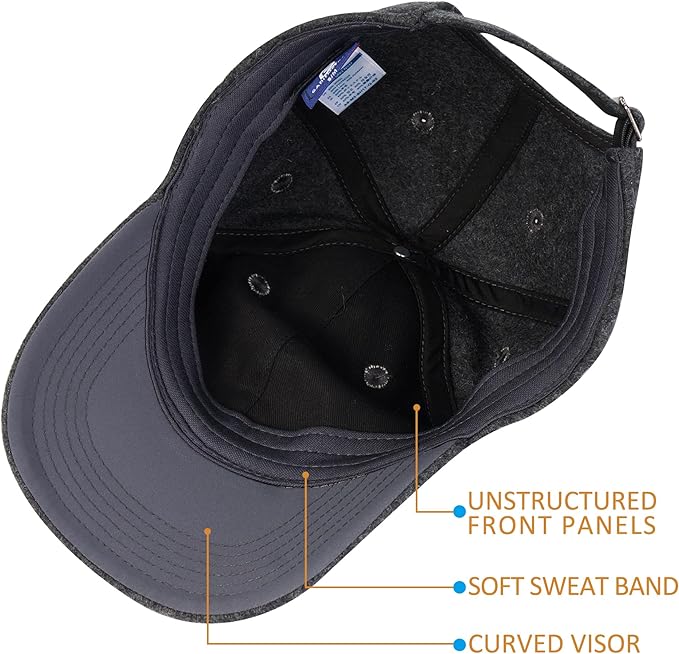 GADIEMKENSD Unstructured Wool Baseball Caps Winter Warm Hat Adjustable