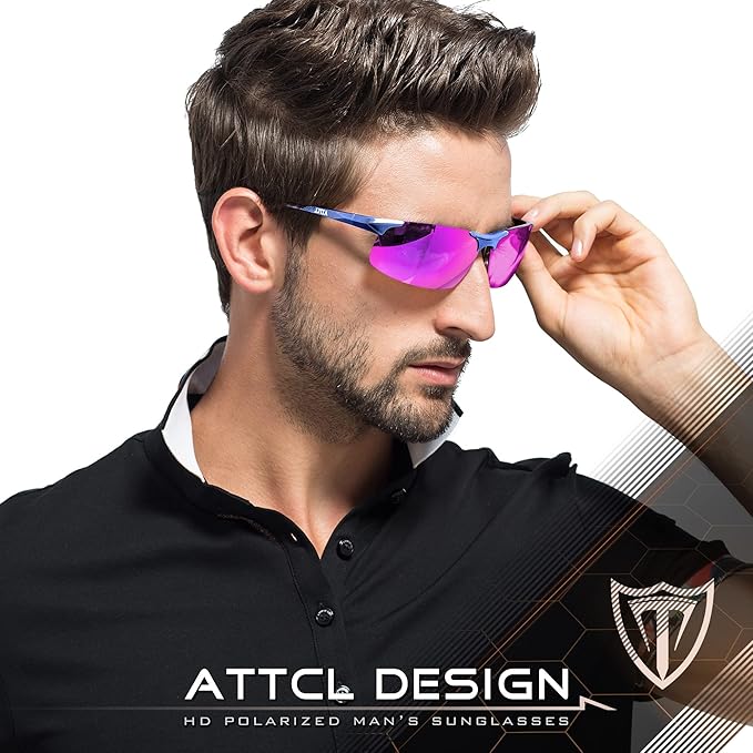 ATTCL Men's Fashion Driving Polarized Sunglasses for Men - Al-Mg metal Ultralight Frame