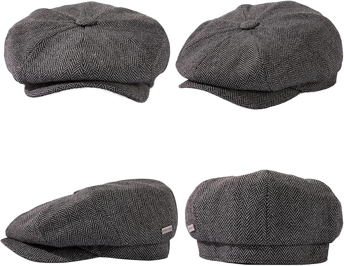 TOP-EX L/XL/XXL Wool Tweed Newsboy Cap for Men Paperboy Warm Winter Hat Vintage Flat Ivy Cabbie Gatsby Cap