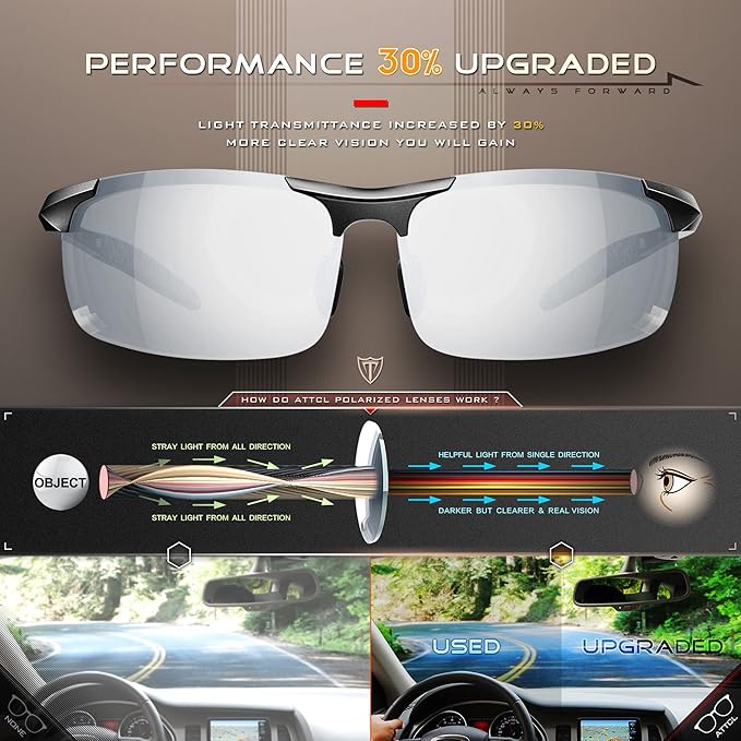 ATTCL Men's Fashion Driving Polarized Sunglasses for Men - Al-Mg metal Ultralight Frame