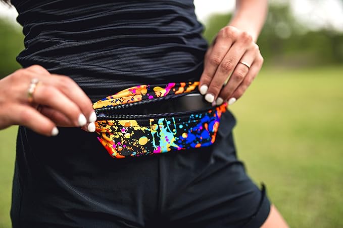 SPIbelt Running Belt for Women Men, Phone Holder for Running, Running Fanny Pack, Holder for Phone, Running Waist Pack, Adjustable Waist, [Fits All Phones]. Fuchsia with Black Zipper