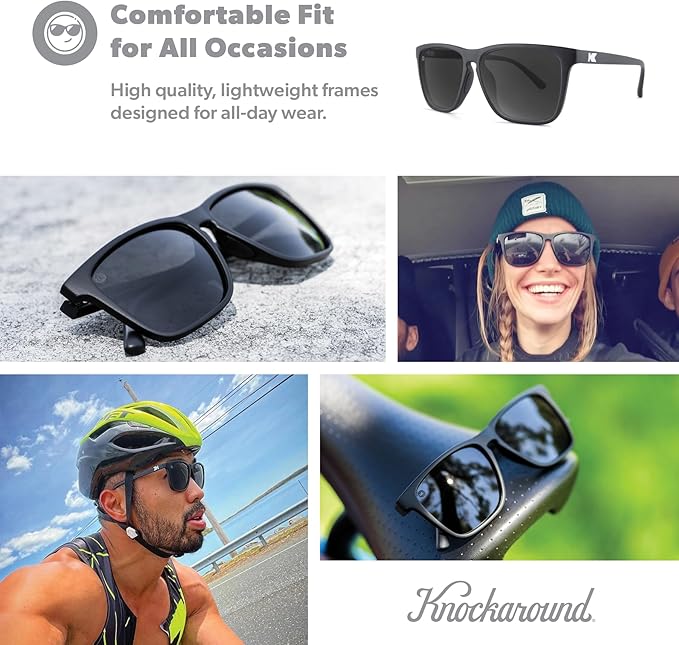 Knockaround Fast Lanes and Fast Lanes Sport Polarized Lightweight Sunglasses for Men & Women - UV400 Protection - Running