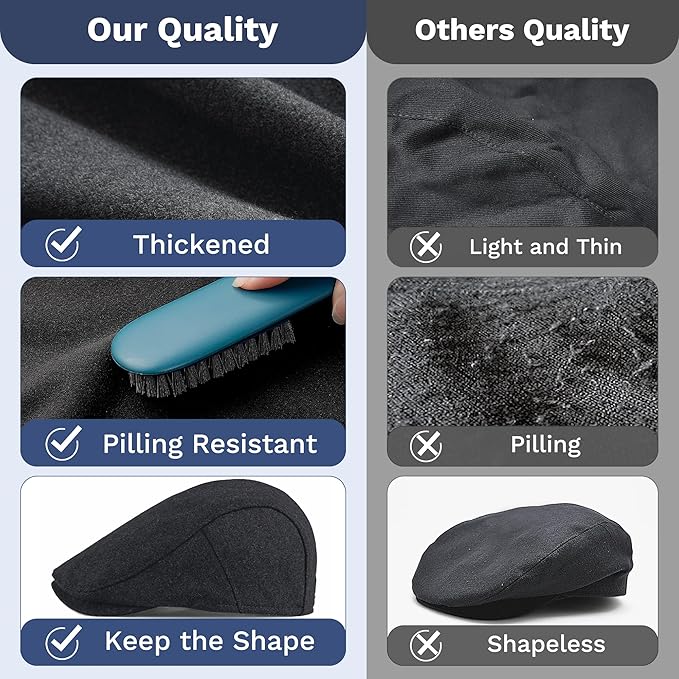 KUJUHA Newsboy Hats for Men Flat Irish Cabbie Ivy Gatsby Newsboy Driving Hat Hunting Cap Winter Hat