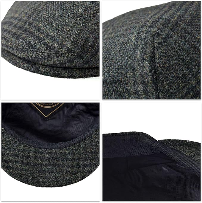 Men's Wool Tweed Newsboy Ivy Cap Gatsby Golf Flat Hat