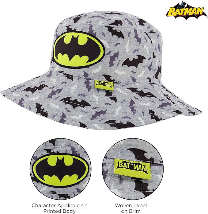 DC Comics Bucket Baseball Cap, Batman Toddler Sun Hat for Ages 2-4