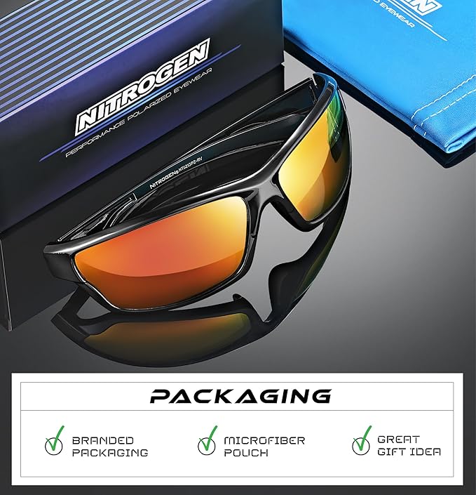 Nitrogen Polarized Wrap Around Sport Sunglasses for Men Women UV400 Driving Fishing Running Sun Glasses