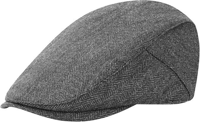 Men's Newsboy Cap Wool Blend Classic Herringbone Tweed Flat Caps Gatsby Cabbie Hats Ivy Irish Hat