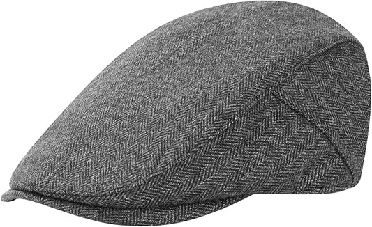 Men's Newsboy Cap Wool Blend Classic Herringbone Tweed Flat Caps Gatsby Cabbie Hats Ivy Irish Hat