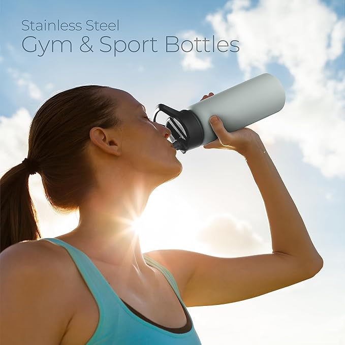 SIPX™ 25 oz Insulated Water Bottle with 3 Lids – Leakproof Stainless Steel, Triple Insulated – Cold 24 Hours/Hot 12 Hours – Durable Bottle for School, Gym, Travel – Blue