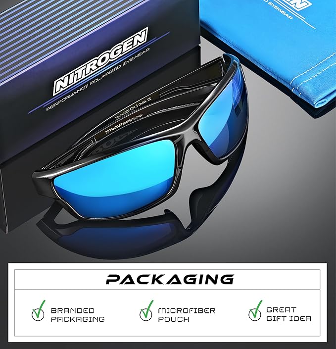Nitrogen Polarized Wrap Around Sport Sunglasses for Men Women UV400 Driving Fishing Running Sun Glasses