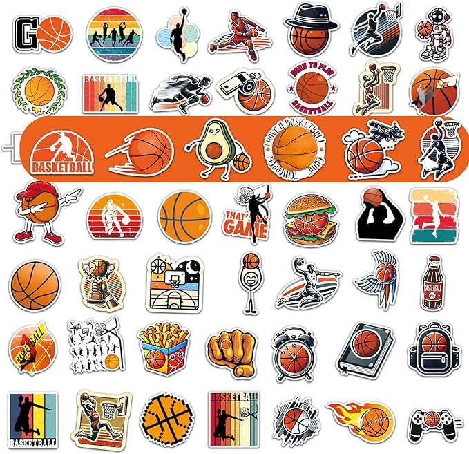 Basketball Water Bottles for Boys 32 oz and 100 PCS Basketball Stickers Sports Insulated Stainless Steel Water Bottle Basketballs Accessories Stuff Gear Gifts For 8-12 12-14 Player